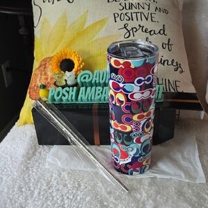 NWT Multicolor Patterned Tumbler with Straw BPA free